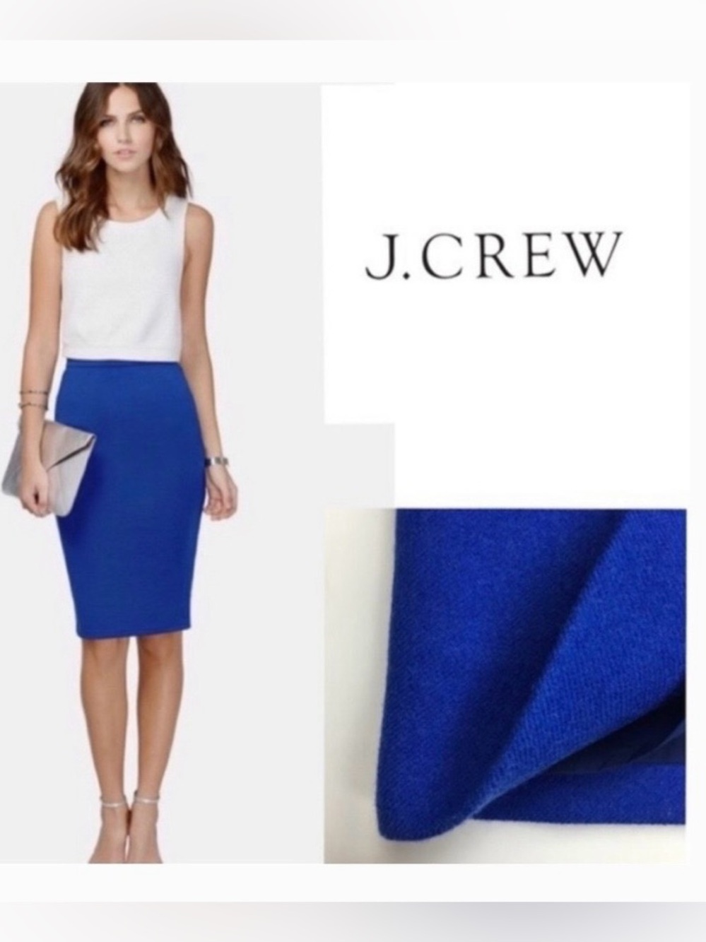 J. Crew Wool Periwinkle Pencil Skirt, Sz 0